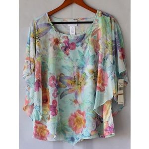 Alfred Dunner Mint Green Water Color Blouse